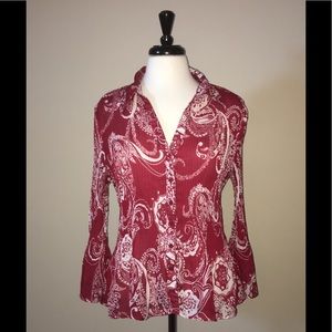 Beautiful red and cream blouse.